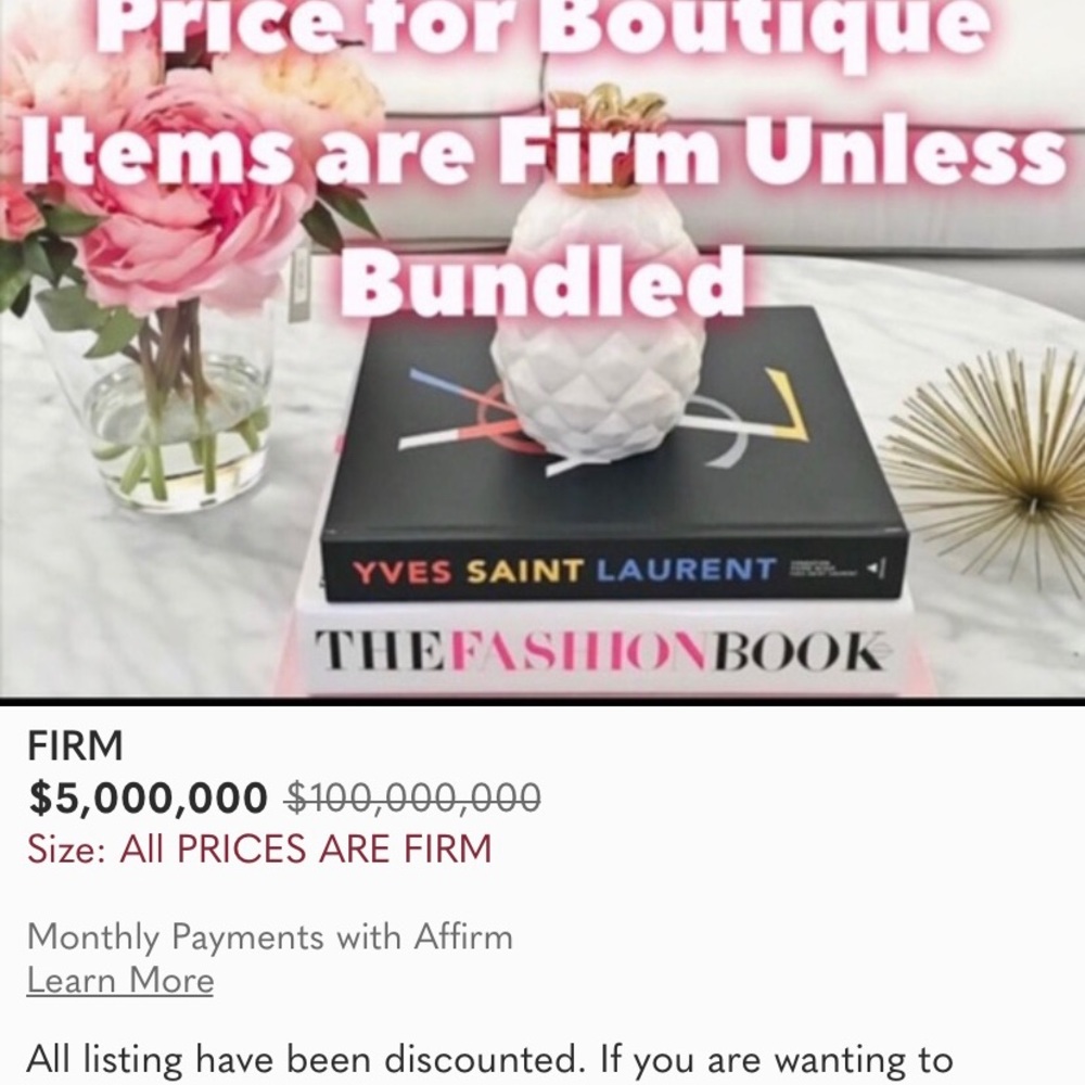 ALL BOUTIQUE PRICES ARE FIRM UNLESS BUNDLED